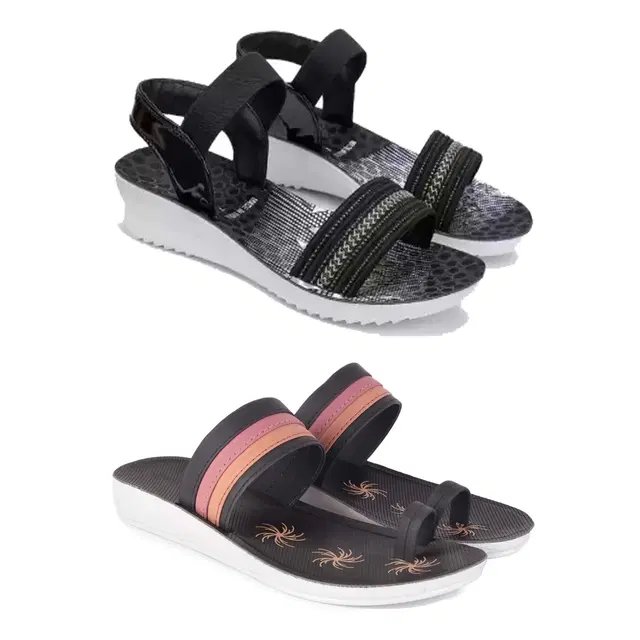 Combo of Flats & Sandals for Women, Set of 2 (Multicolor, 5)