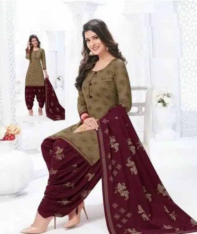 Unstitched Dress Material for Women & Girls (Maroon)