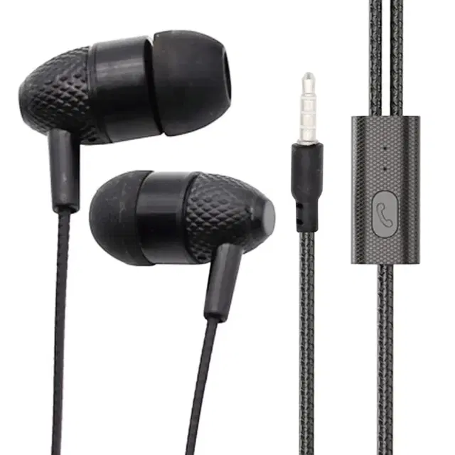 Plastic Headphones with Microphone, Black