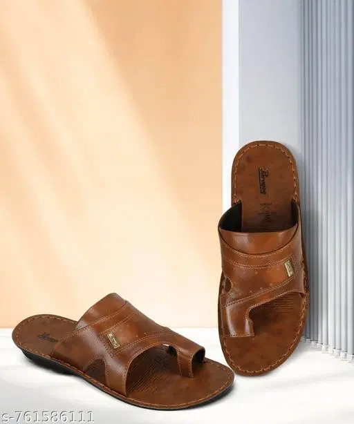 Paragon Leather Sliders for Men (Rust, 10)