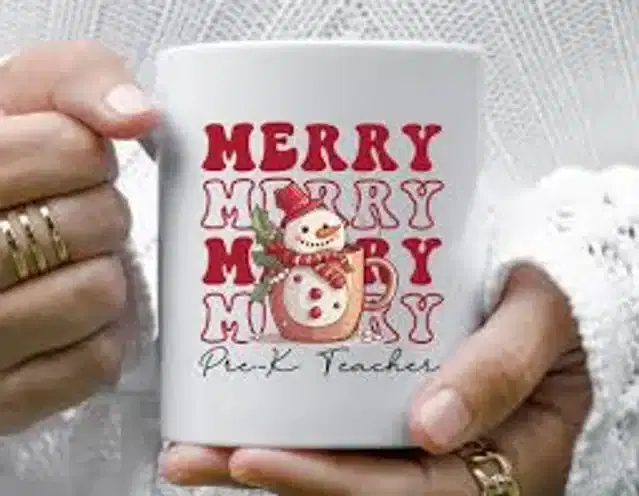 Ceremic Printed Coffee Mug, White, 350 ml