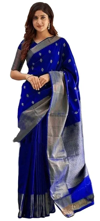 Banarasi Silk Zari Woven Saree for Women, Blue