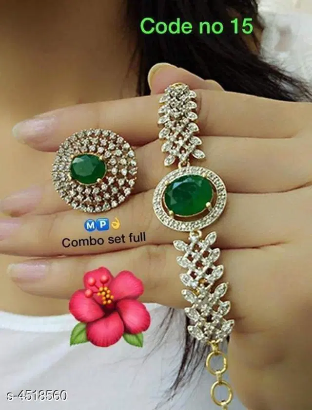 Alloy Bracelet with Ring for Women, Set of 2 (Multicolor)