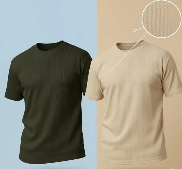 Polyester Round Neck T-shirt for Men, Multicolour, Pack of 2 (M)
