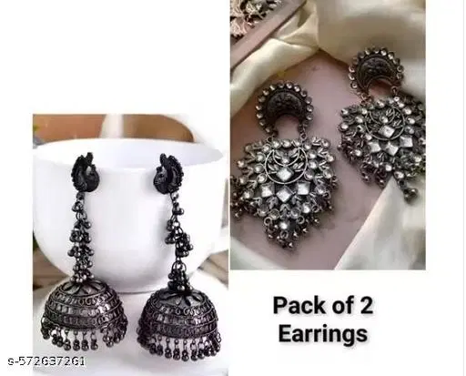 Combo pack of 2 trending oxidized earrings
