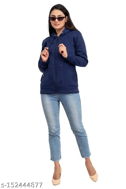 Polyester Sweater for Women (Blue, S)