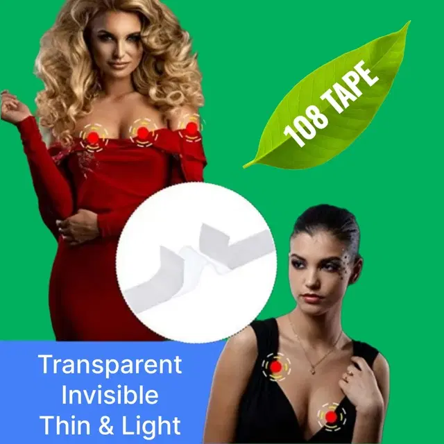 Acrylic Film Clothing 108 Double Sided Tape Strips, Transparent, Set of 1