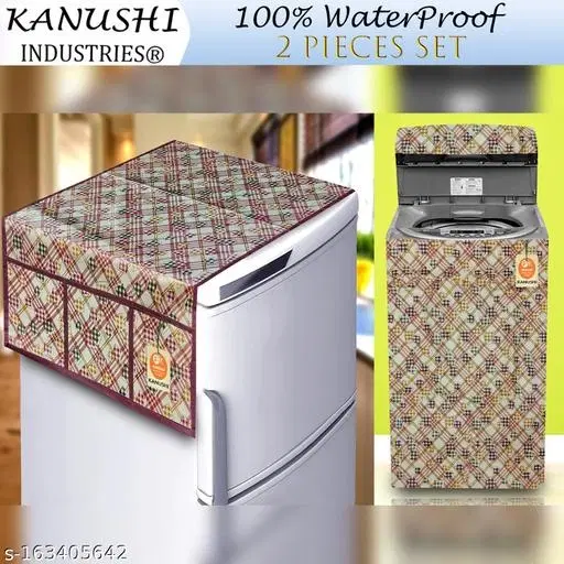 KANUSHI Industries® Fridge Covers / Refrigerator Cover +1 Pc Load Fully Automatic Washing Machine Cover (Suitable for 6 Kg, 6.5 kg, 7 kg, 7.5 kg) (FRI+WASMAC-FULLY-NW-NEW-07)