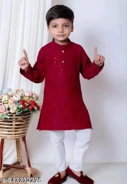 Embellished Rayon Kurta Set for Boys (White, 6-12 Months)