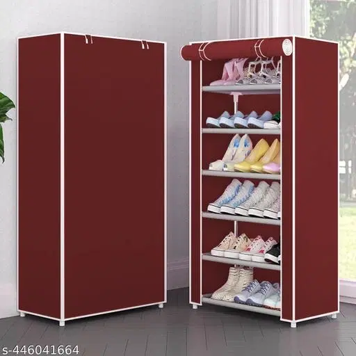 PVC 6 Layer Collapsible Multipurpose Rack, Maroon