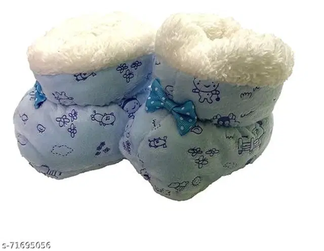 Booties for Infants (Blue & White, 3-6 Months)