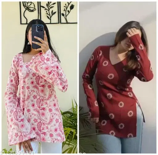 Kurta Set for Women, Pack of 2 (Maroon, XS)