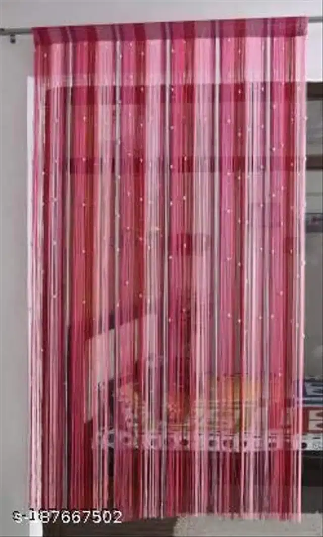 Polyester Beads Curtain for Door, Pink, 7 Feet