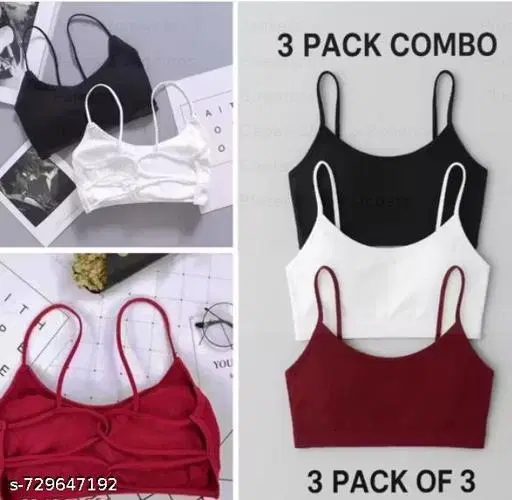 Cotton Everyday Bra for Women, Pack of 3 (White, S)