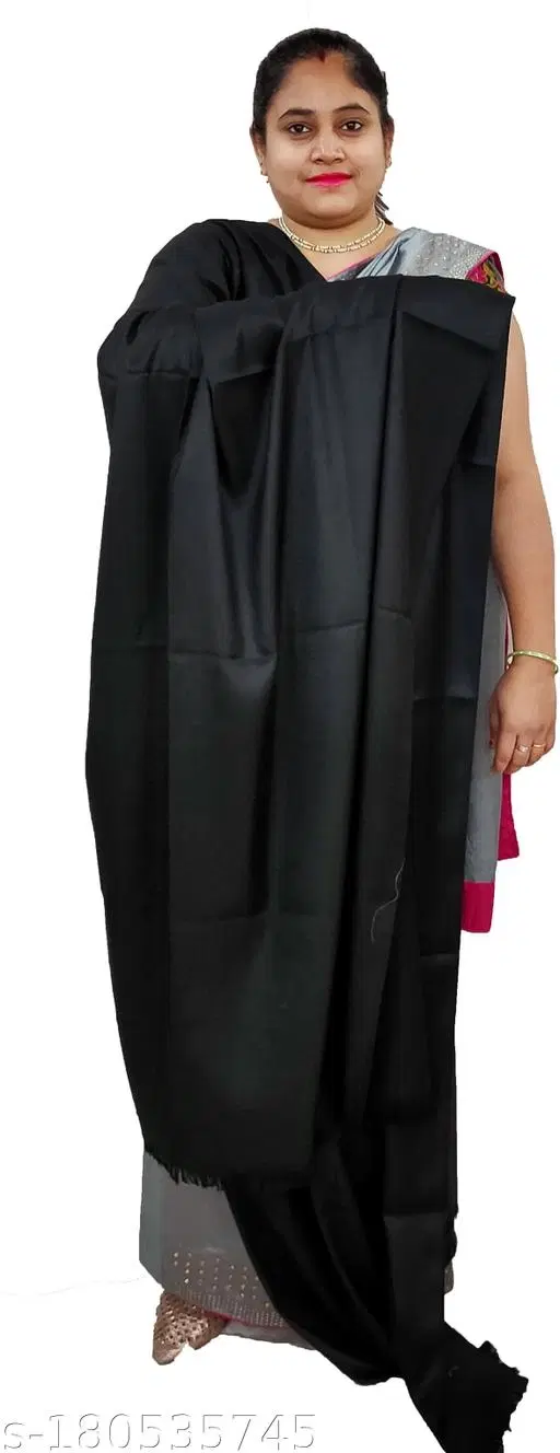 Kavim Black Wool Self Design Shawl for Women (Black, Free Size)