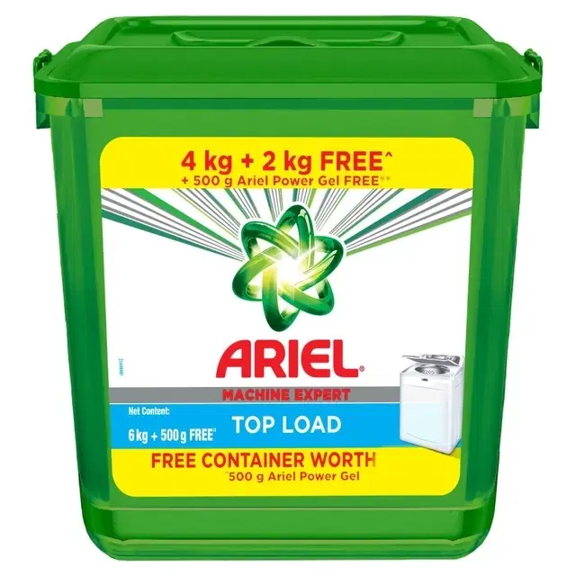 Ariel Matic Top Load Detergent Washing Powder: 4 Kg + Free Ariel Matic Top Load Detergent Powder 2 Kg + Ariel Power Gel Free 500 g