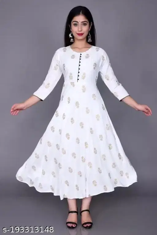 Jaipuri Print Designer Kurti, White (S)