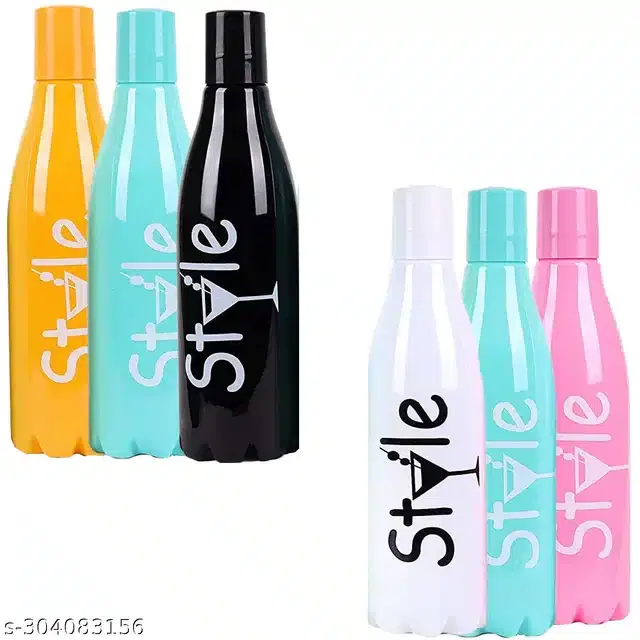Plastic Water Bottles Set, Pack of 6, Multicolor, 1000 ml