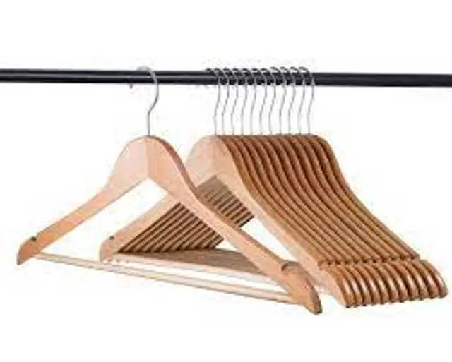 Pinak Wooden Space Saving Non-Slip Hangers, Pack Of 5, Beige, PS-180