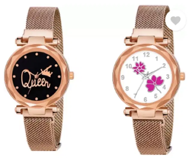 Analog Watch for Women & Girls, Pack of 2 (Multicolor)