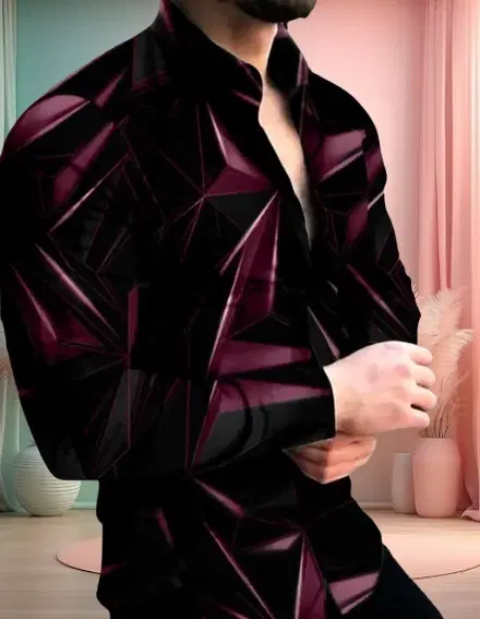 Printed Casual Shirts for Men (Pink, S)