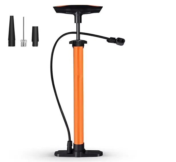 Plastic Bicycle Pump, Orange & Black