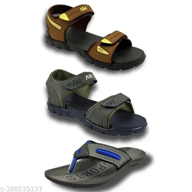 Sandals with Flipflop for Men, Pack of 3 (Multicolor, 6)