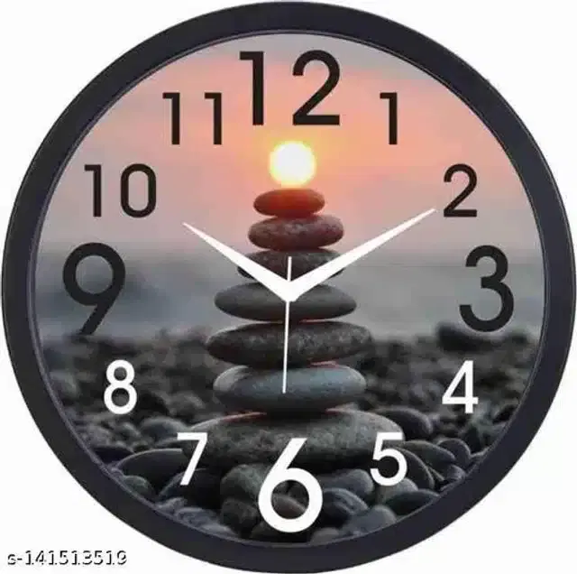 Round Analog Wall Clock, Multicolor, 30x30 cm