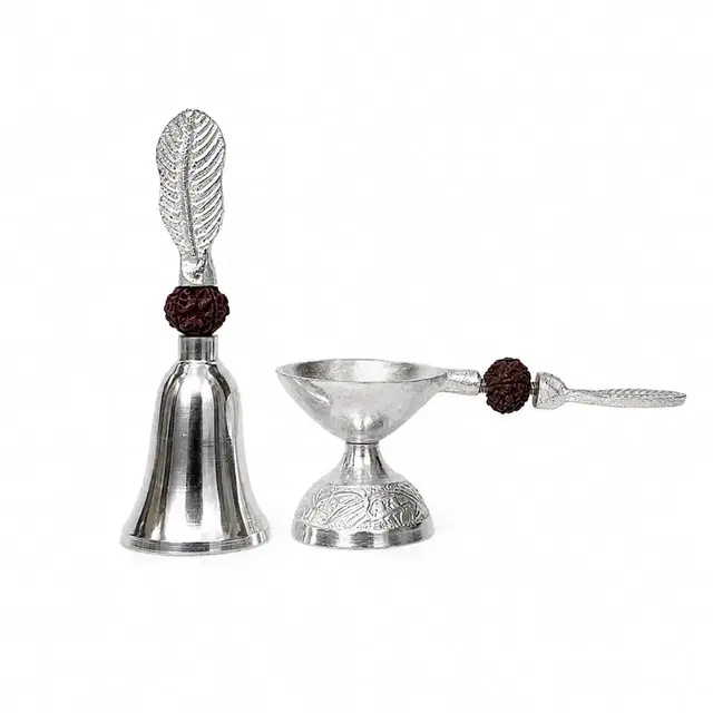 German Silver Ghanti Set With Gift Box 17x14.5x7cm
