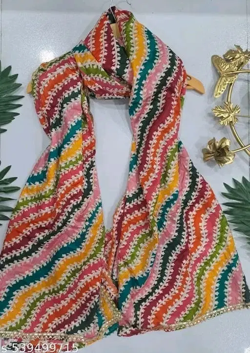 Chinon Printed Dupatta for Women (Multicolor, 2.2 m)