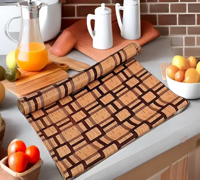 PVC Printed Shelf Mat Roll, Multicolor, 5 m