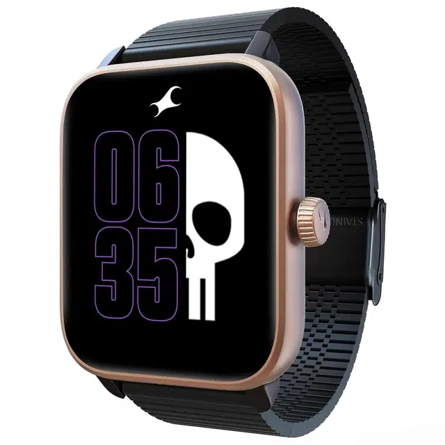 Fastrack Phantom Smart Watch|1.85" UltraVU Display| Functional Crown| SingleSync Bt Calling|100+ Sports Modes|100+ Watchfaces|AI Voice Assistant|in-Built Games| Aluminium Case With Mesh Strap