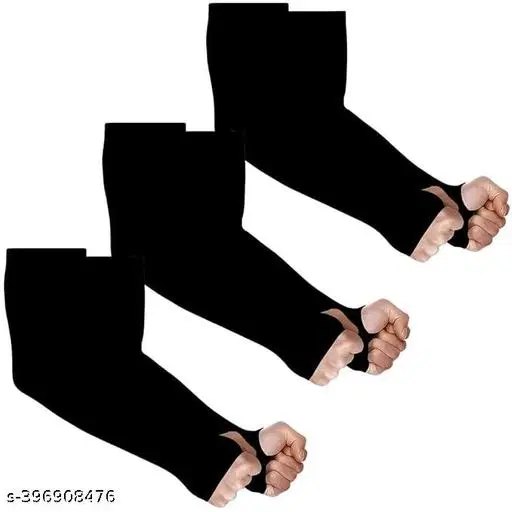 Nylon Gloves for Women, Black, Pack of 3