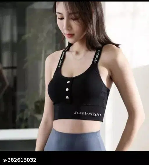 Cotton Blend Sports Bra Women, Black (28C)