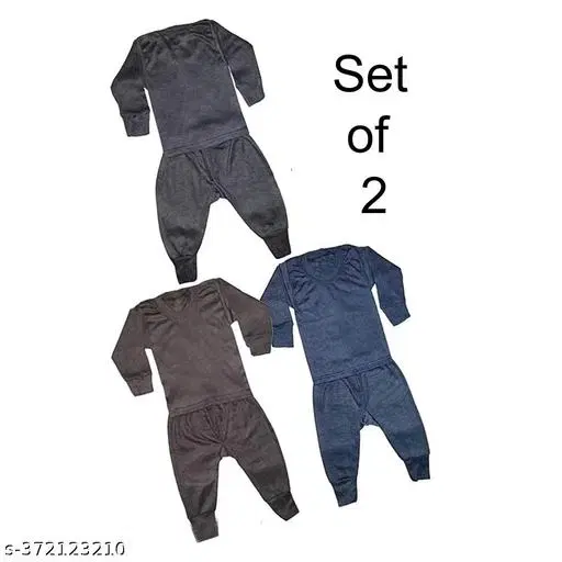 Woolen Thermal Set for Kids, Set of 2 (Multicolor, 0-3 Months)