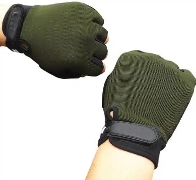 Weight Lifting Half Fingers Hand Gloves, Green, Set of 1