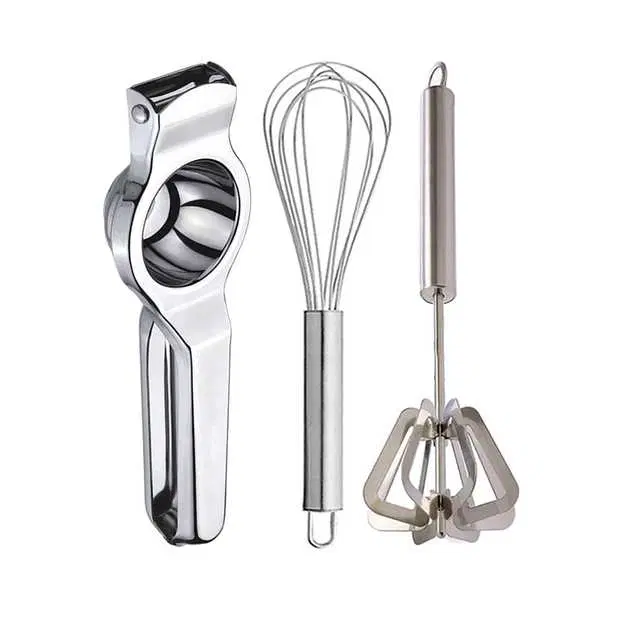 Oc9 Stainless Steel Lemon Squeezer & Egg Whisk & Hand Blender Kitchen Tool Set, O-57