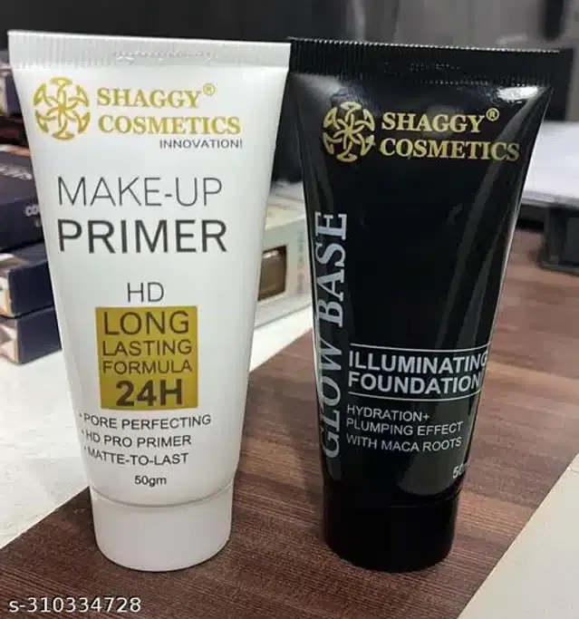 Shaggy Cosmetics Face Makeup Primer with Foundation, 50 g, Set of 2