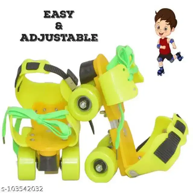 Adjustable Roller Skates for Kids, Yellow & Green