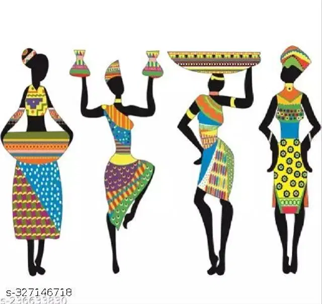 Wooden Wall Decor, Multicolor, Pack of 4