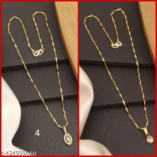 Alloy Pendant with Chain for Women, Set of 2 (Multicolor)