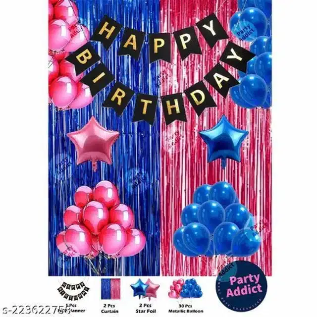 Birthday Decoration Kit, Pink & Blue