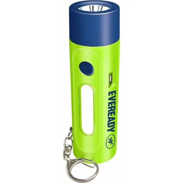 EVEREADY Siren DL 102 Flashlight with 100 dB Alarm 1W & 1W Sidelight USB Type-B Charger Torch (Neon Green, 3 cm, Rechargeable)