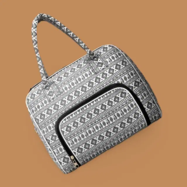 Canvas Printed Handbag for Women (Black)