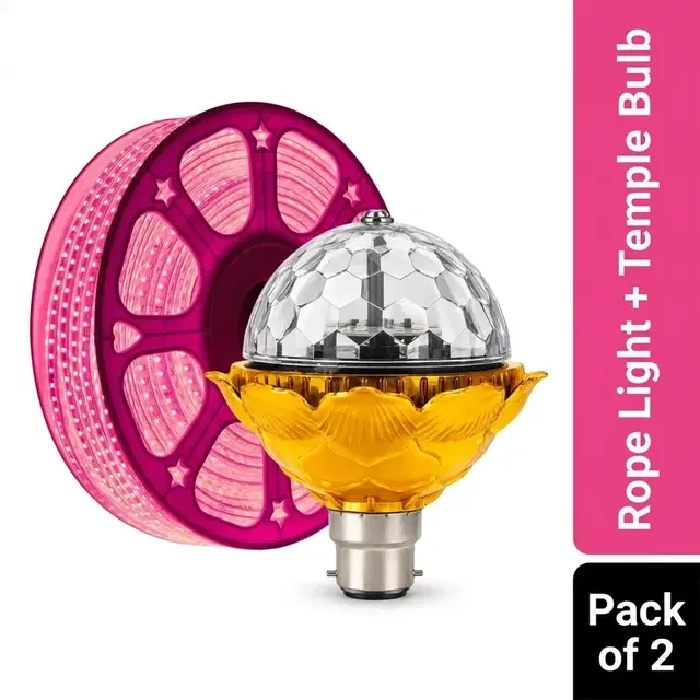 Red Temple Bulb + Mprow 10 Meter Led Rope Light (Combo Pack of 2)