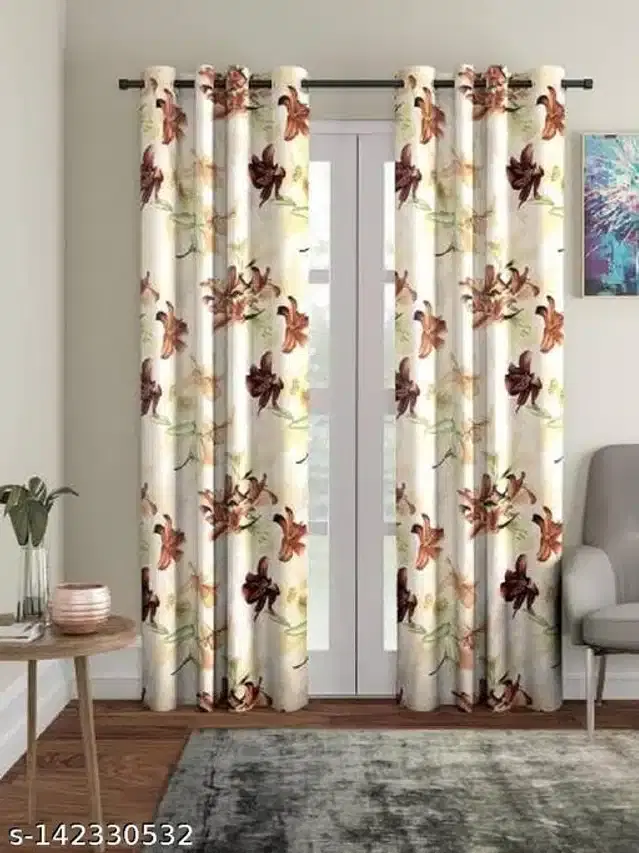 Polyester Window Curtain, Multicolor, 5 Feet, Pack of 2