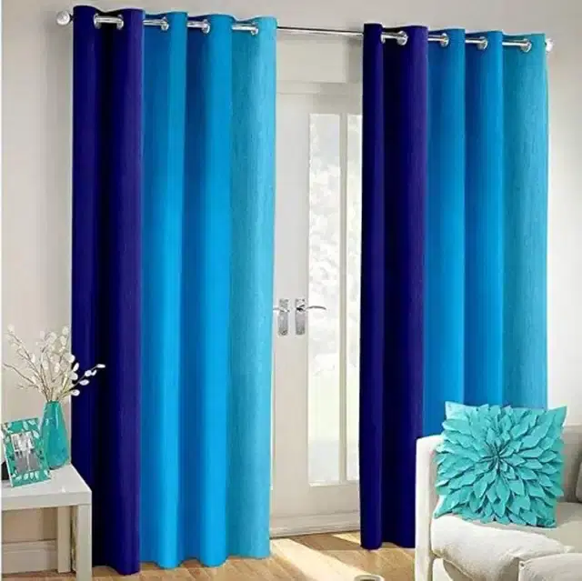 Polyester Solid Door & Window Curtains, Blue, 5 feet