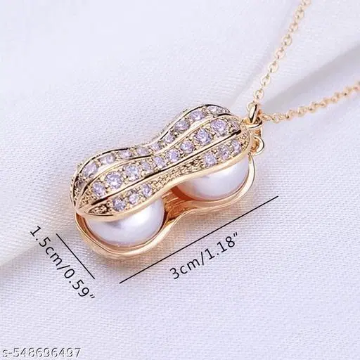 Trendy Pearl Peanut Pendant Necklace Chain for Women & Girls