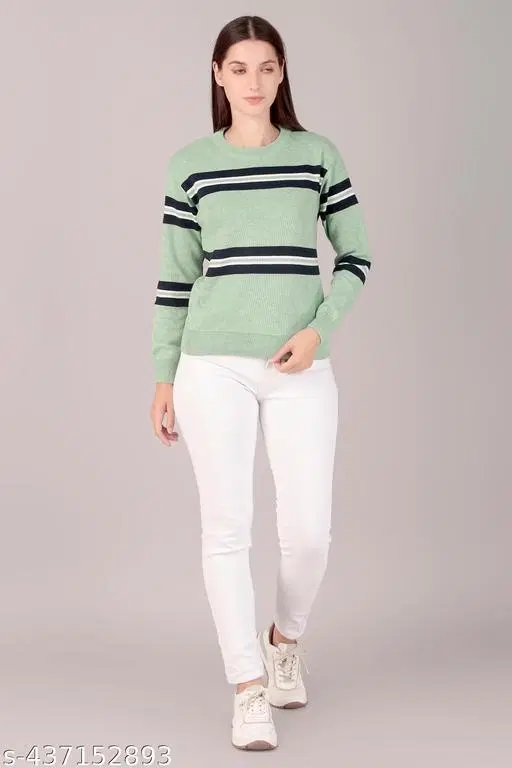 Acrylic Sweater for Women (Sea Green, M)