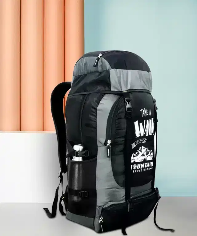 Polyester Travelling Backpack, Black & Grey